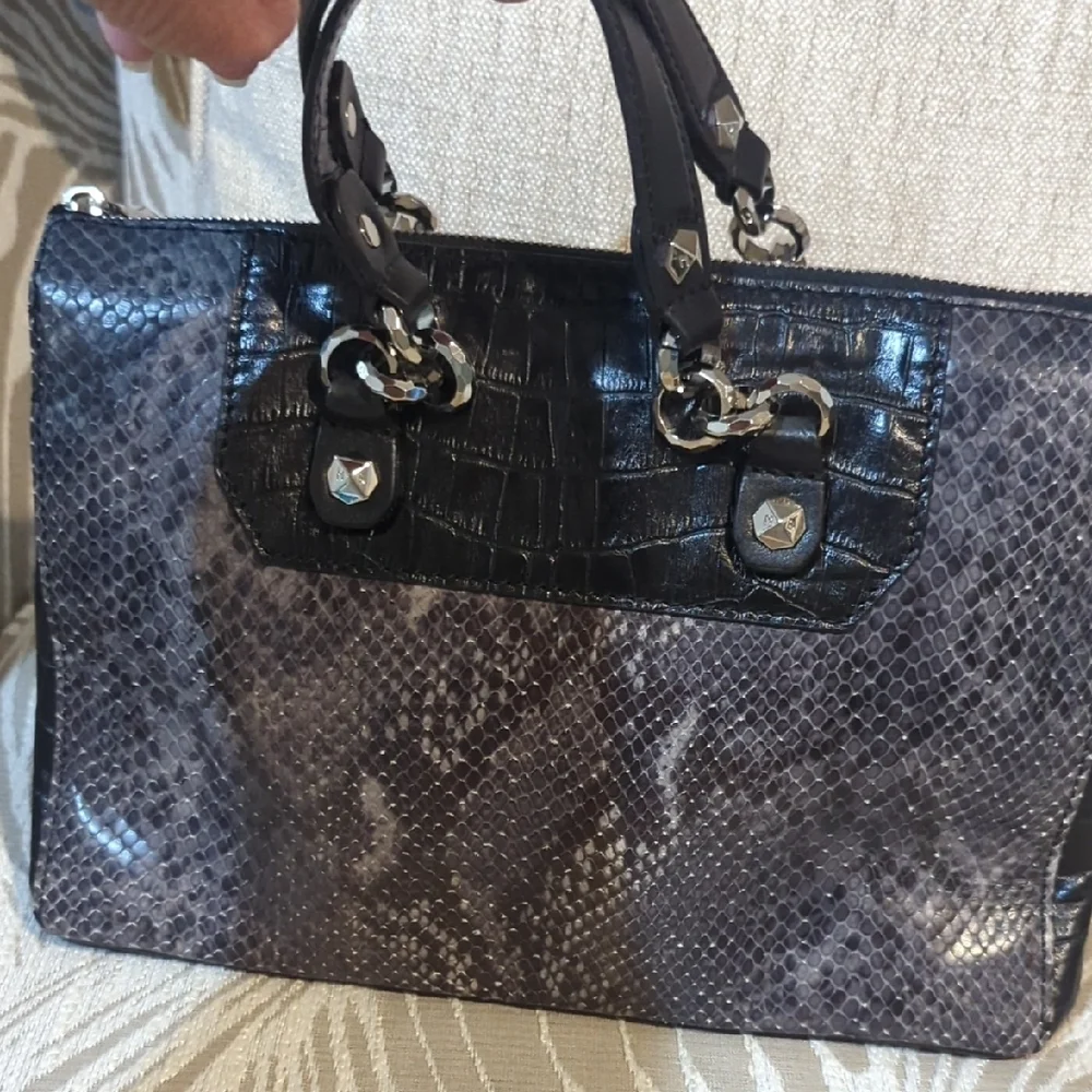 Henri Bendel Crocodile-Embossed Women's handbag with crossbody strap